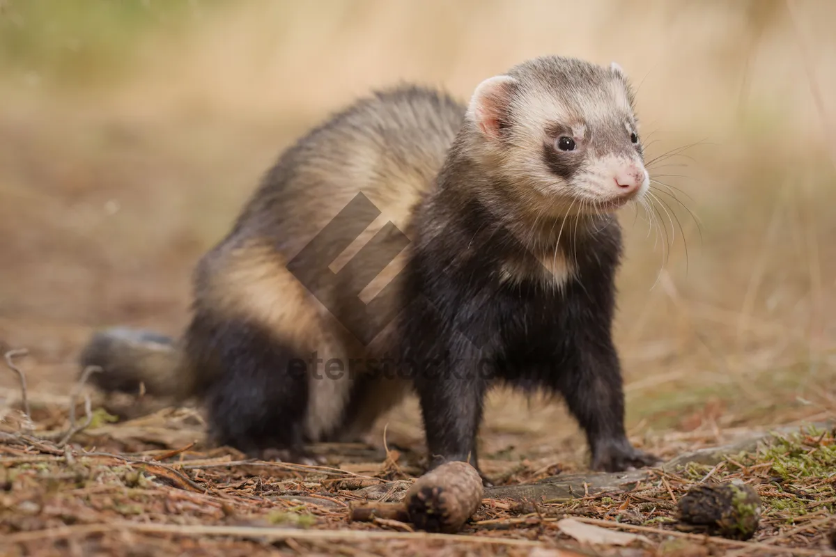 Picture of Adorable Brown Polecat with Furry Whiskers.