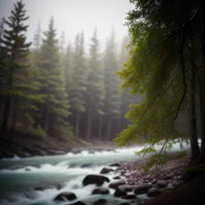 Serene Riverscape amidst Lush Forest