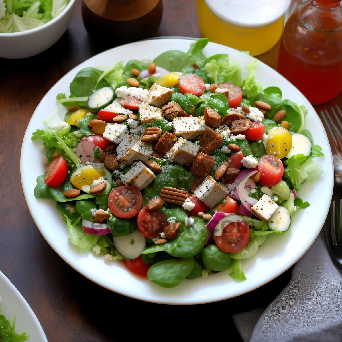 Picture of Delicious Gourmet Salad with Grilled Tomatoes and Cheese
