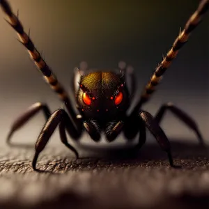 Black Widow Spider Close-Up in Leaf