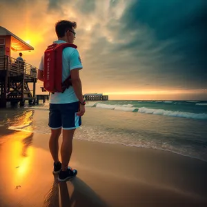 Serene Sunset Run on the Tropical Beach