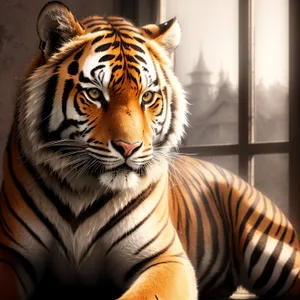 Fierce Jungle Predator: Striped Tigress in the Wild