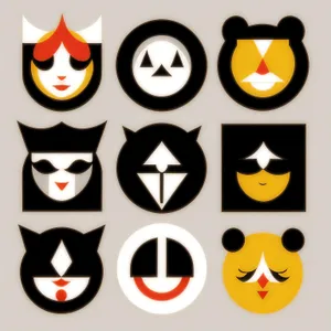 Cute Cartoon Pumpkin Face Set - Halloween Icons