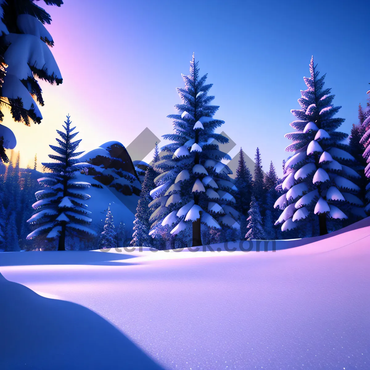 Picture of Majestic Winter Wonderland: Evergreen Forest by the Snowy Lake
