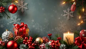 Festive Holiday Card with Golden Ornaments on Tree