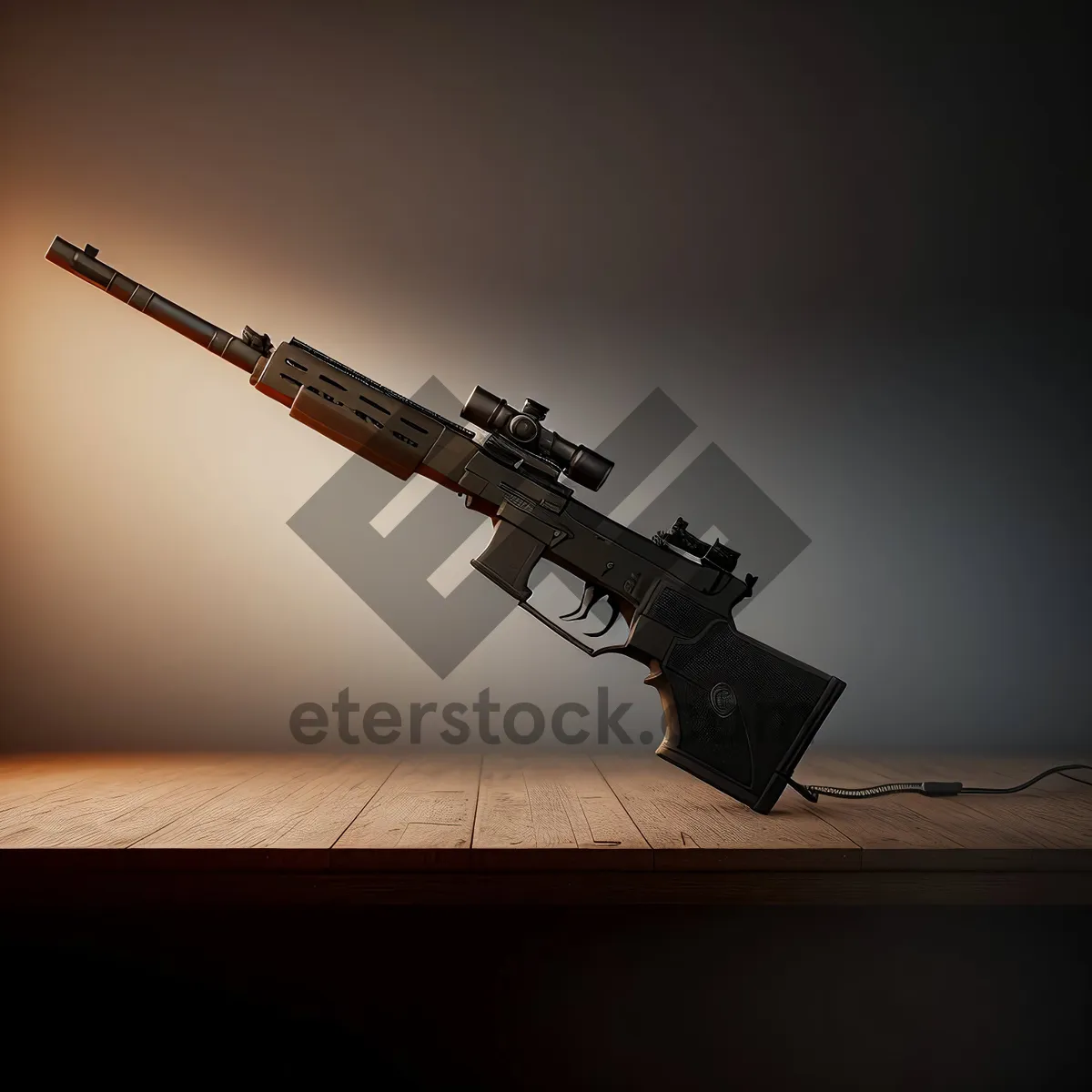 Picture of Powerful Military Automatic Rifle in Action