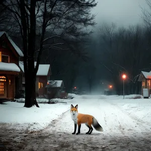 Winter Wonderland: Majestic Red Fox in Snowy Forest