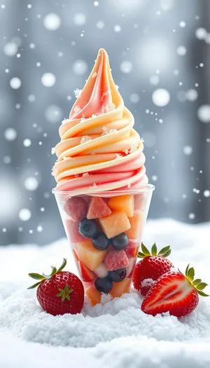 Fresh Strawberry Fruit Ice Cream Dessert