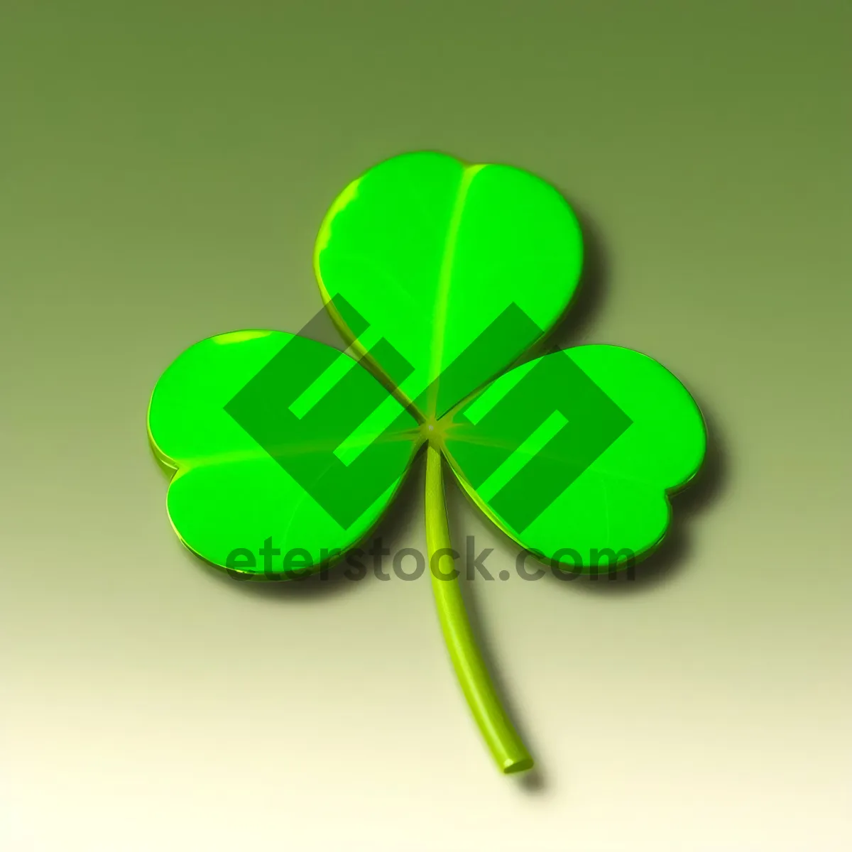 Picture of Green Leaf Clover Icon - Symbol of Natural Eco-Design