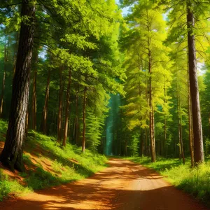 Serene Sunlit Path Through Autumn Woods