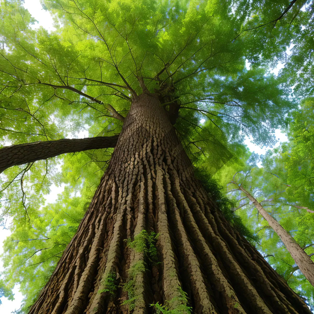 Picture of Lush Tropical Elm Tree in Summer Forest.