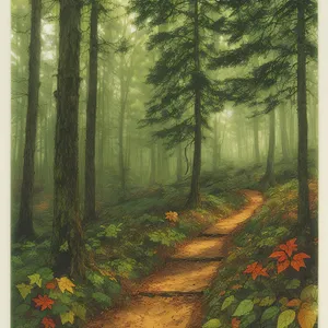 Misty Woods: Serene Path Through the Forest