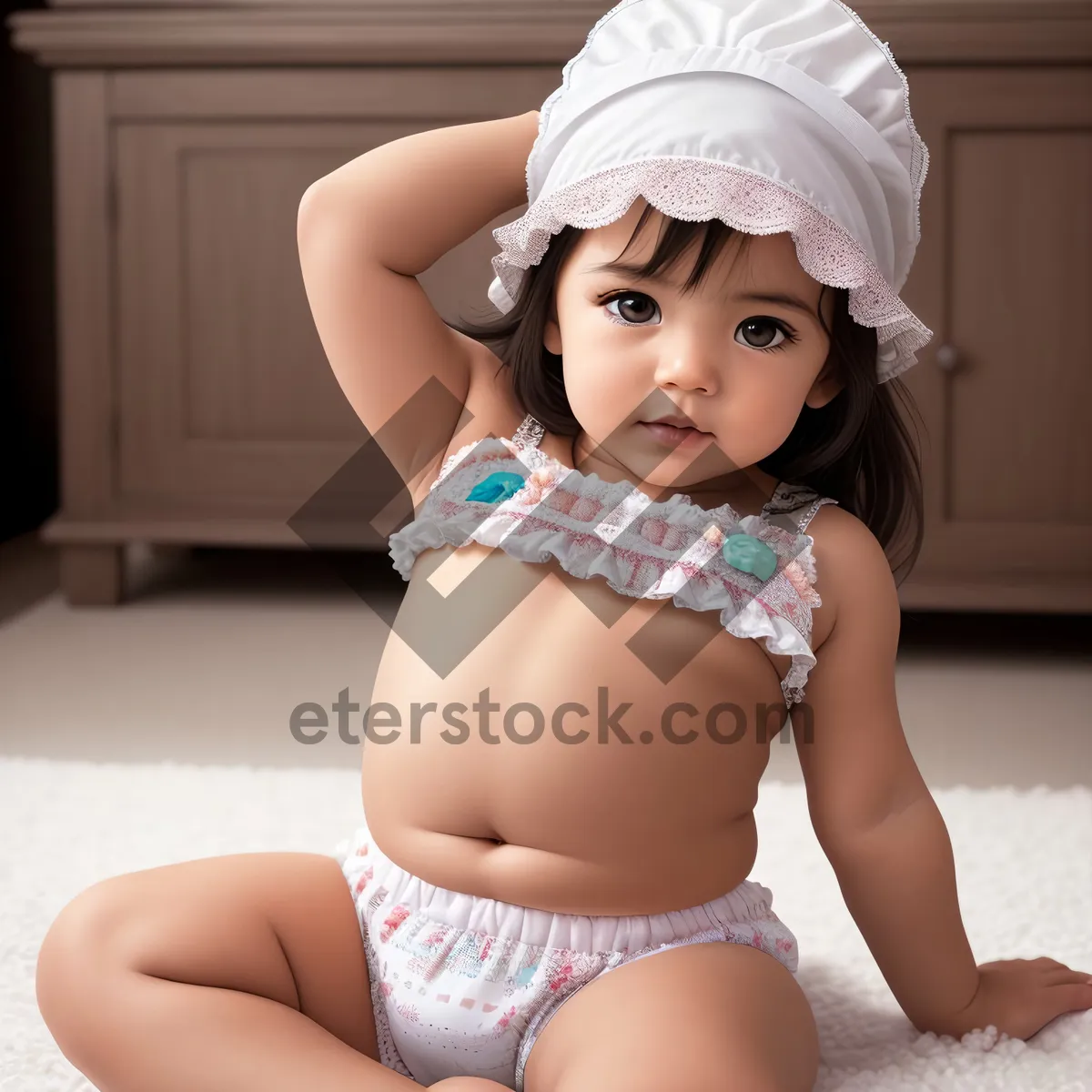 Picture of Beautiful Doll in Stylish Hat and Lingerie