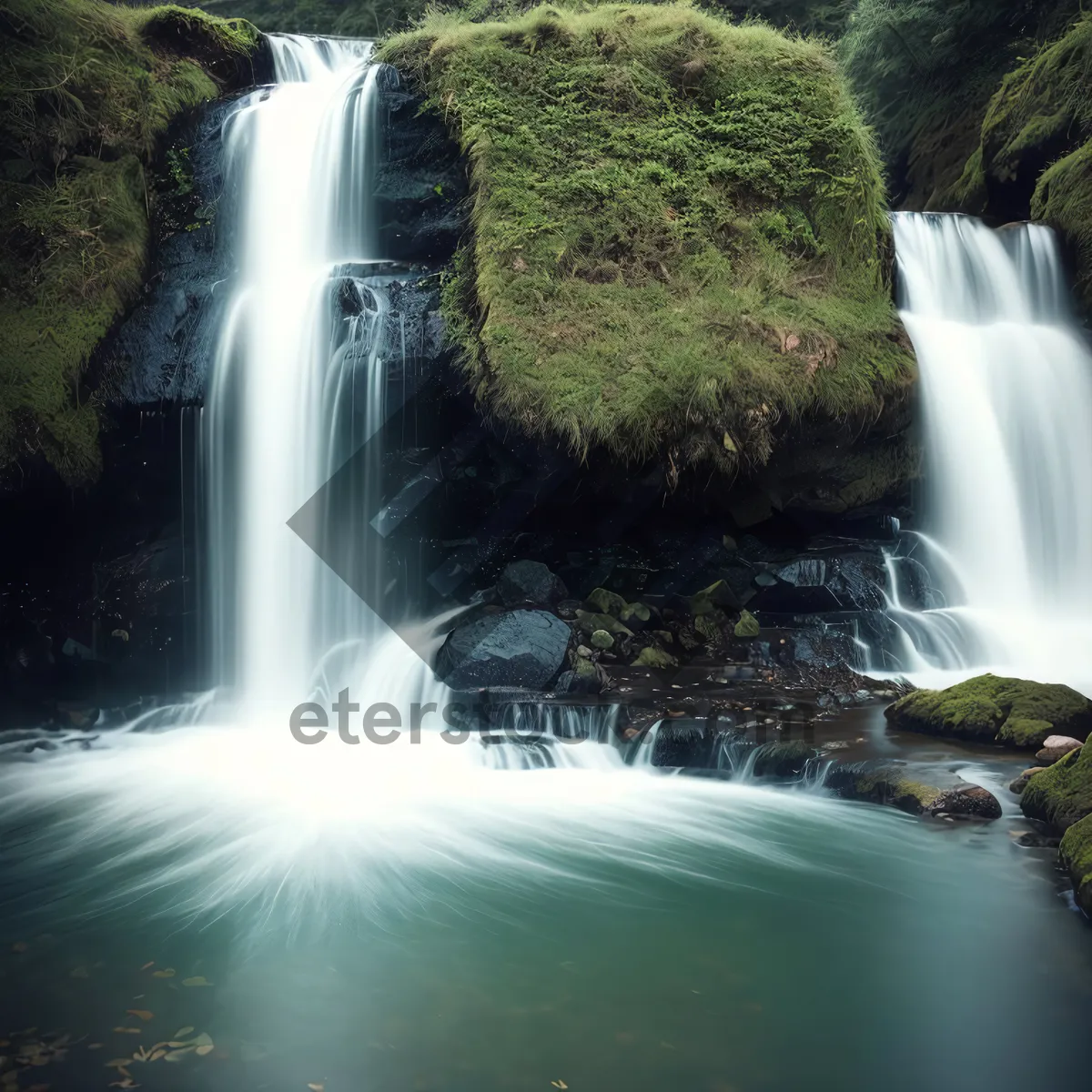 Picture of Refreshing Creek: Serene Waterfall in Scenic Wilderness