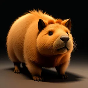 Fluffy Guinea Pig Looking Cute in Studio Portrait