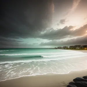 Serene Coastal Paradise: Azure Waves and Golden Sand