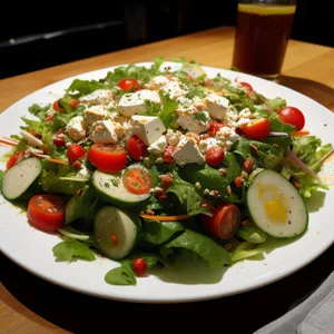 Gourmet dish with fresh vegetables and cheese.