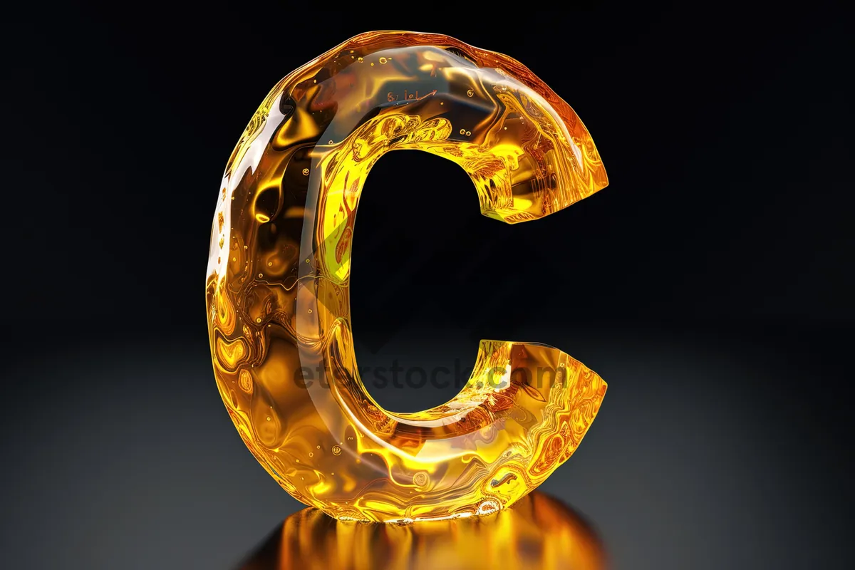 Picture of 3D gold letter K with shiny reflection