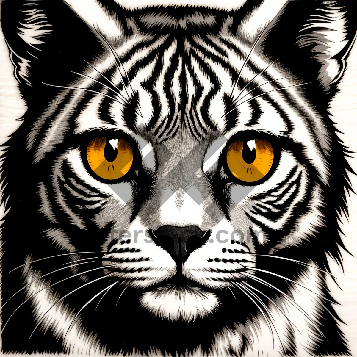 Picture of Fierce Feline: Striped Predator with Piercing Eyes