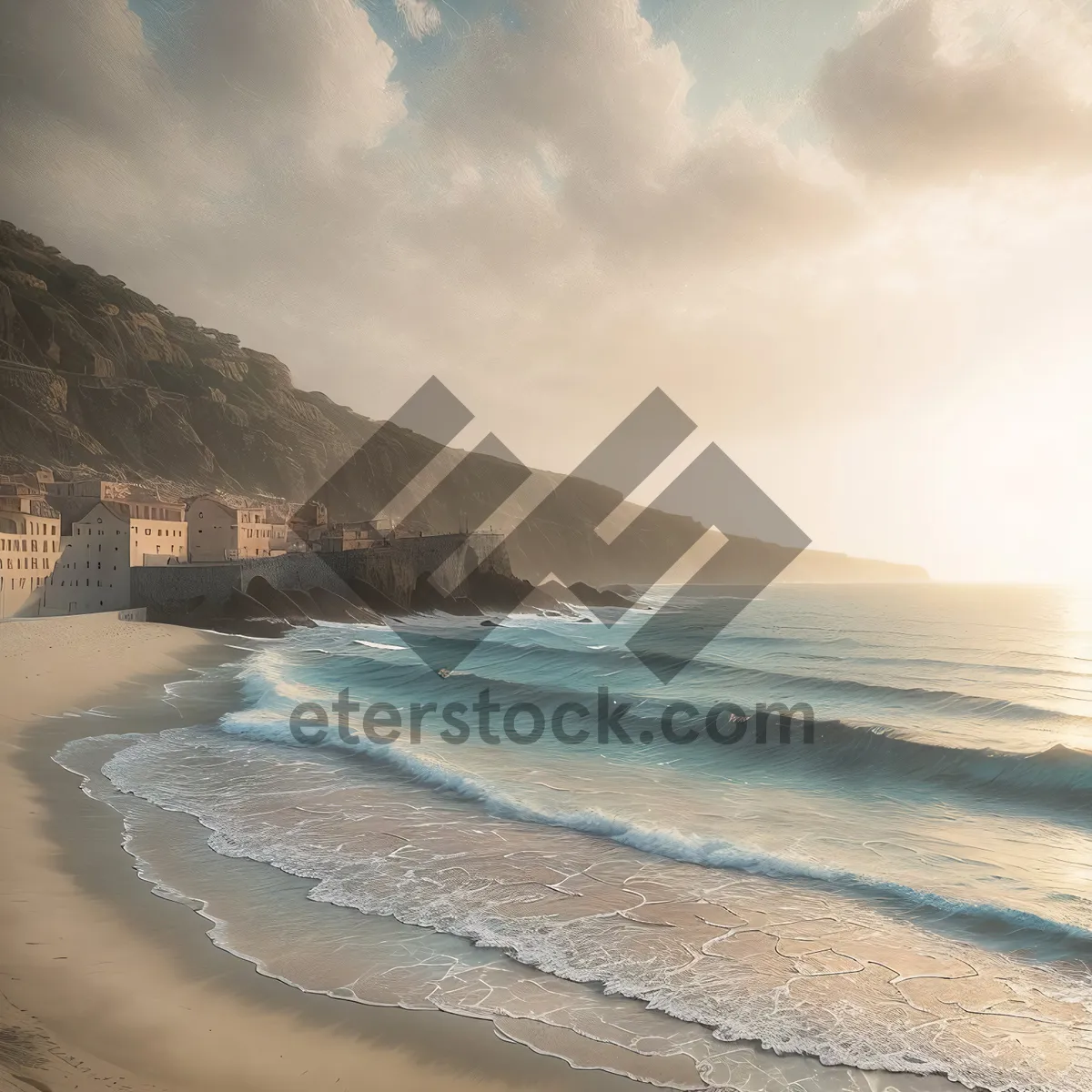 Picture of Tropical Paradise: Serene coastline with sandy beach and crystal blue waves