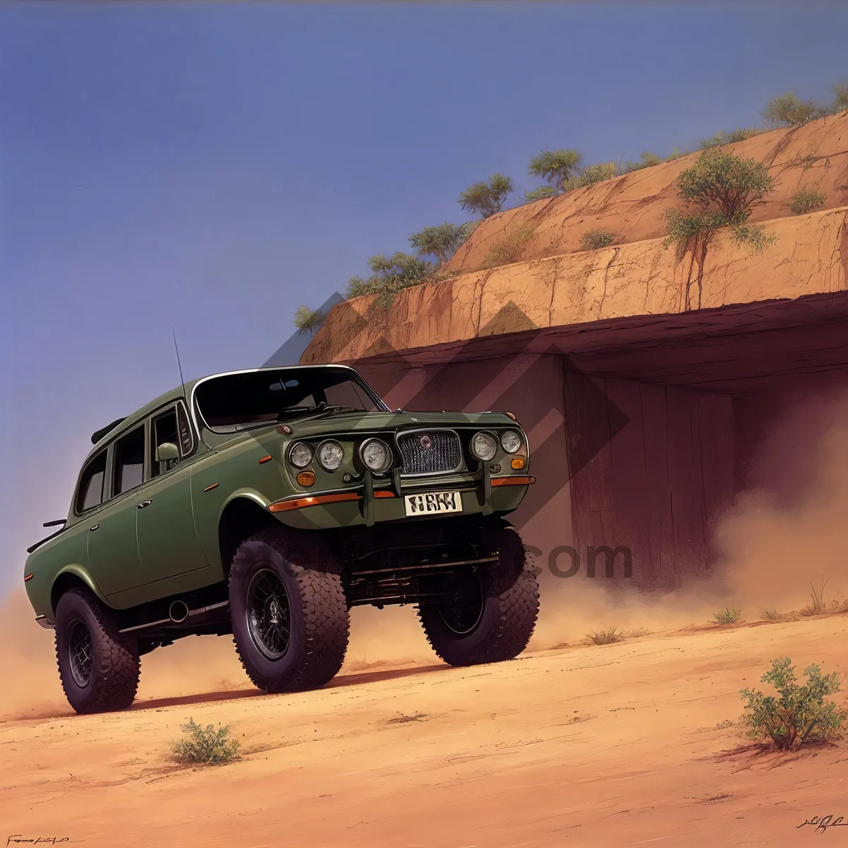 Picture of Off-Road Adventure Jeep on Desert Terrain