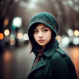 Cheerful brunette businesswoman smiling outdoors