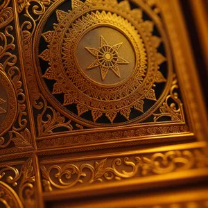 Antique Church Window with Ornate Clock