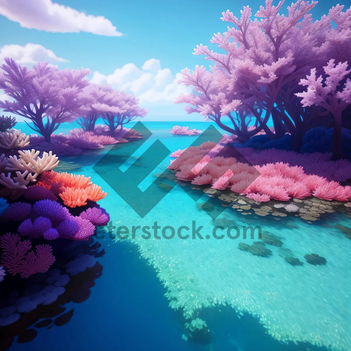 Picture of Colorful Coral Reef Underwater: Exotic Marine Life