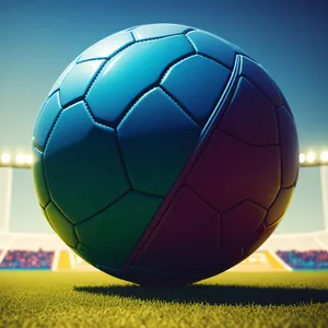 Round black soccer ball on green field turf.