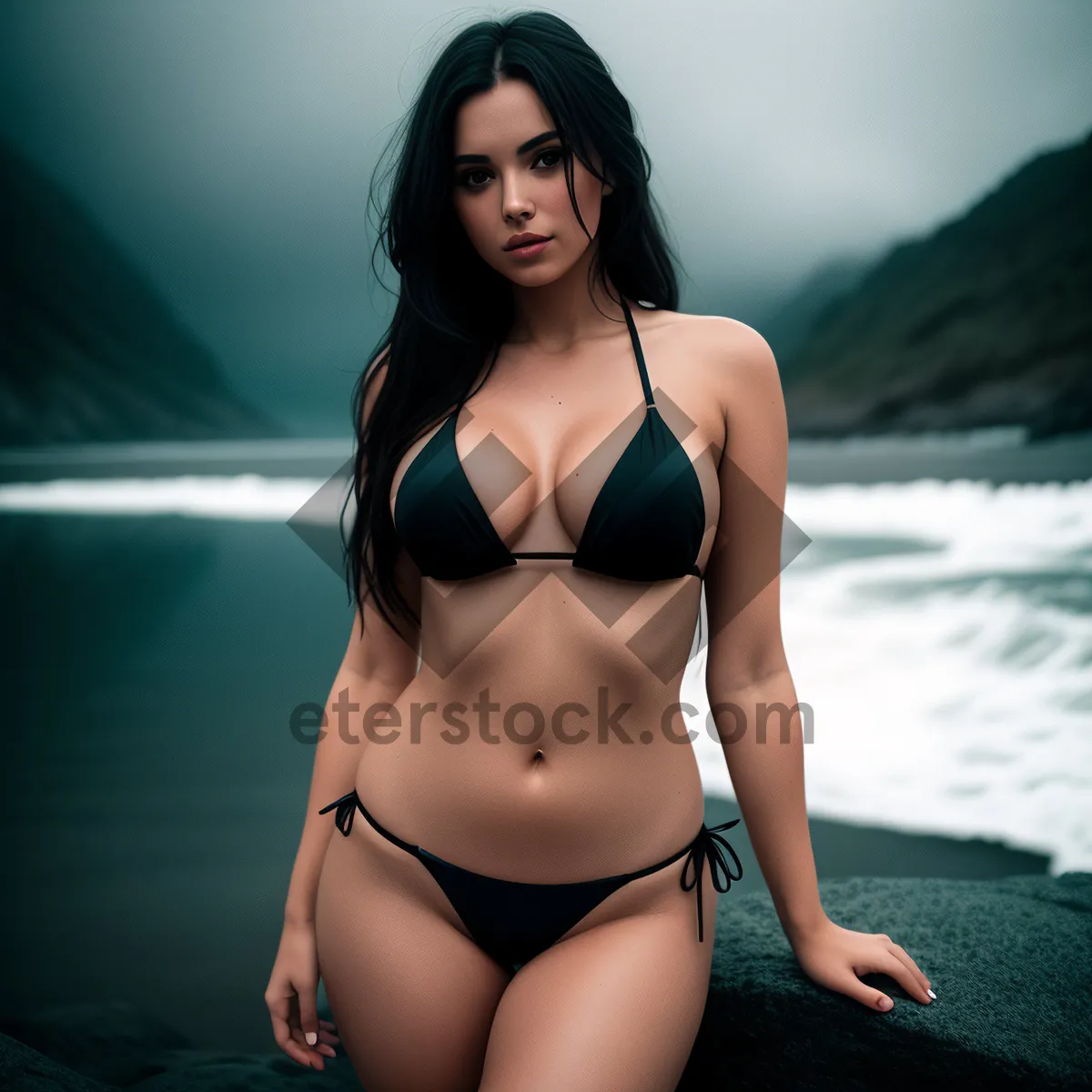 Picture of Black Bikini Sensuality - Attractive Model Posing