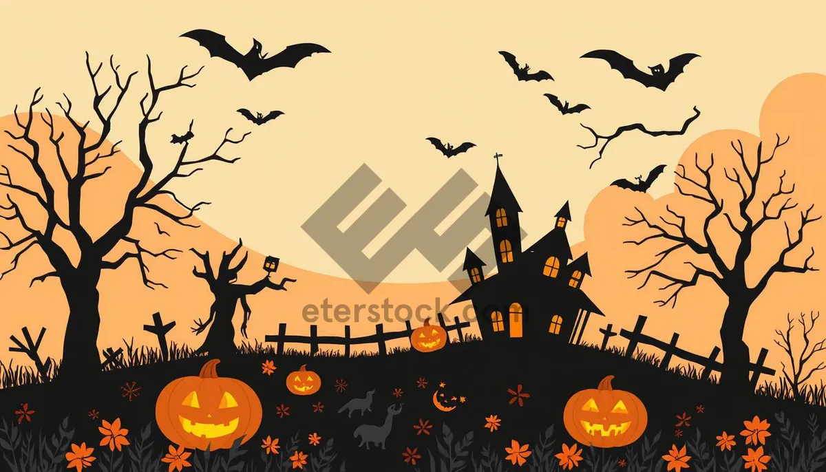 Picture of Cartoon Halloween Tree Silhouette Drawing
