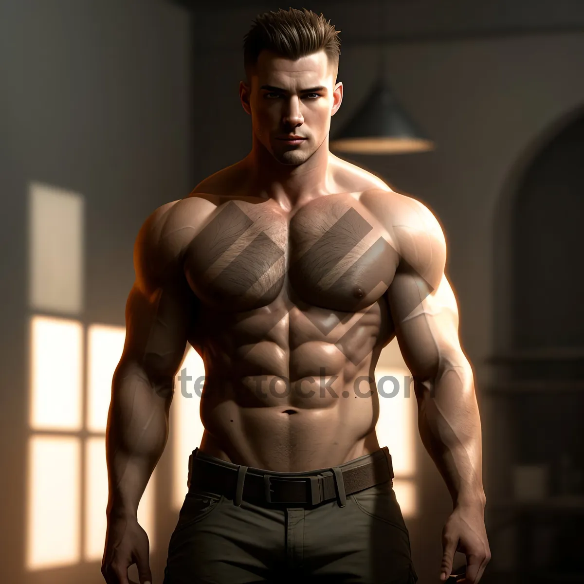 Picture of Muscular Male Model showcasing Chiseled Abs