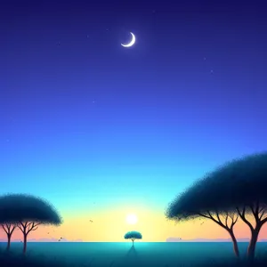 Enchanting Celestial Sky: Moonlit Starry Night Background