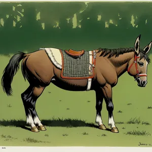 Thoroughbred stallion in harness for equestrian sport