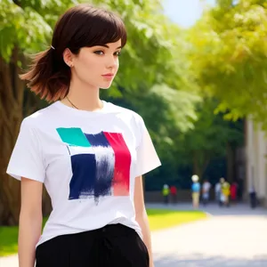 Smiling Lady in Casual Summer Outfit Enjoying Park