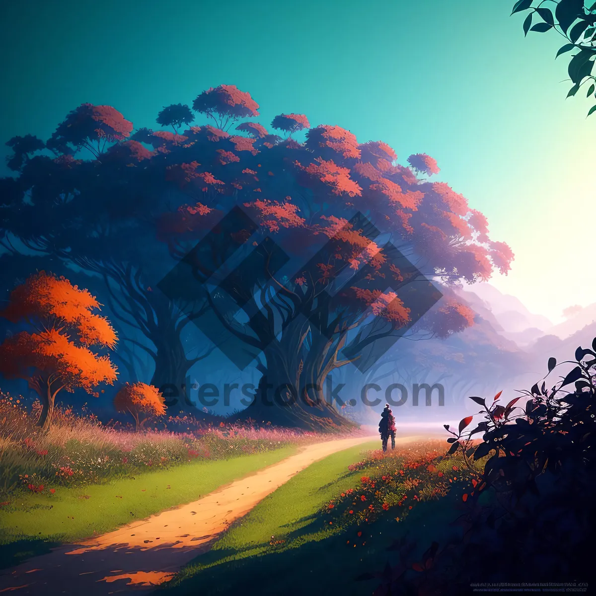 Picture of Sunset over Majestic Volcano and Scenic Landscape