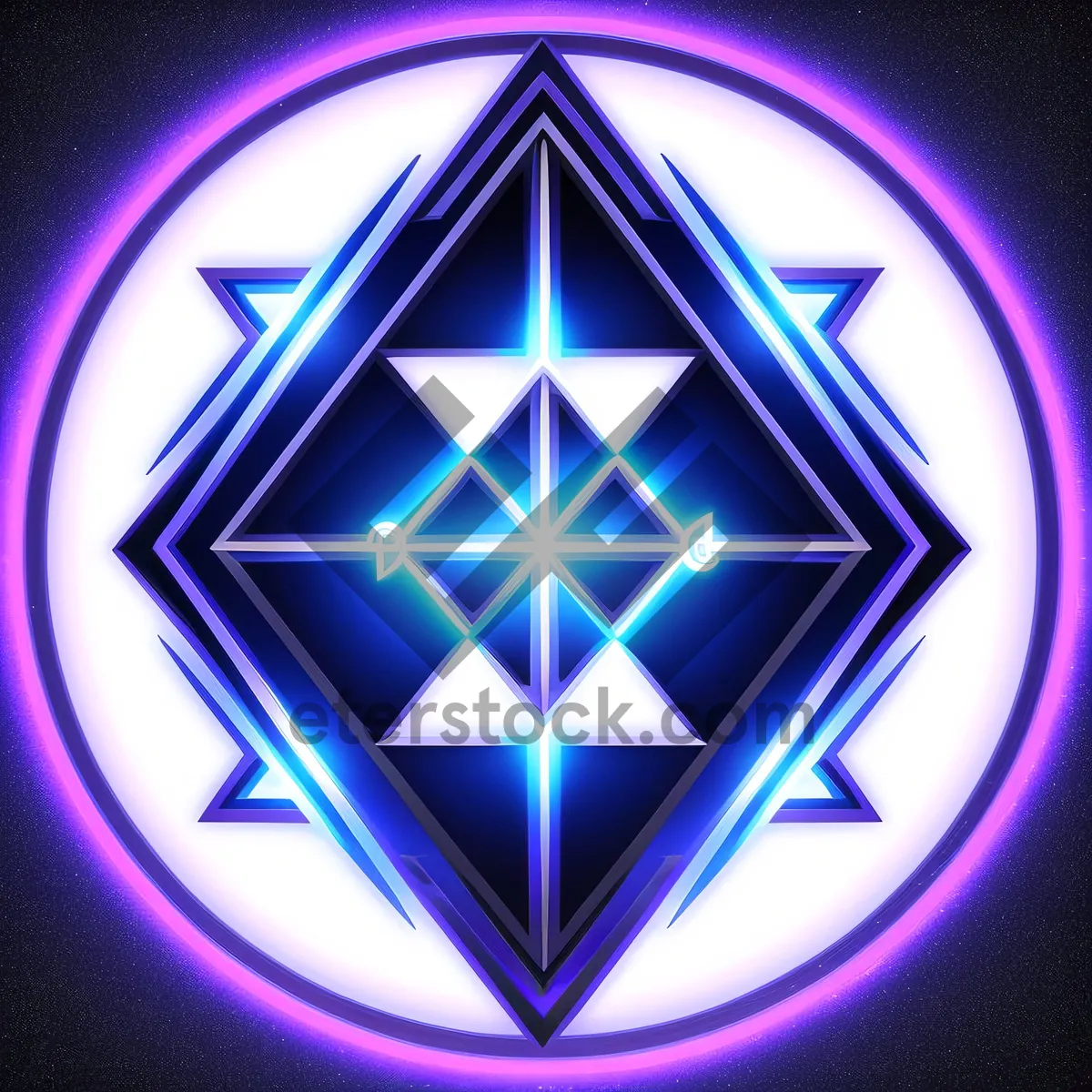 Picture of Shiny Black Gem Graphic Icon - Star Symbol