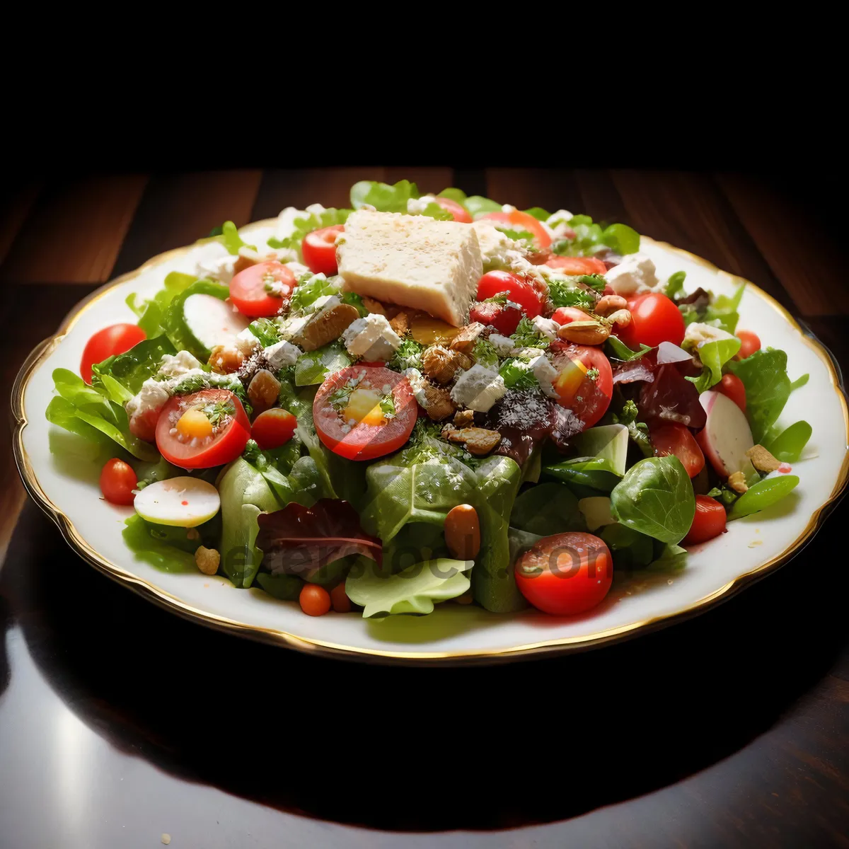 Picture of Fresh Gourmet Salad with Vegetables and Cheese