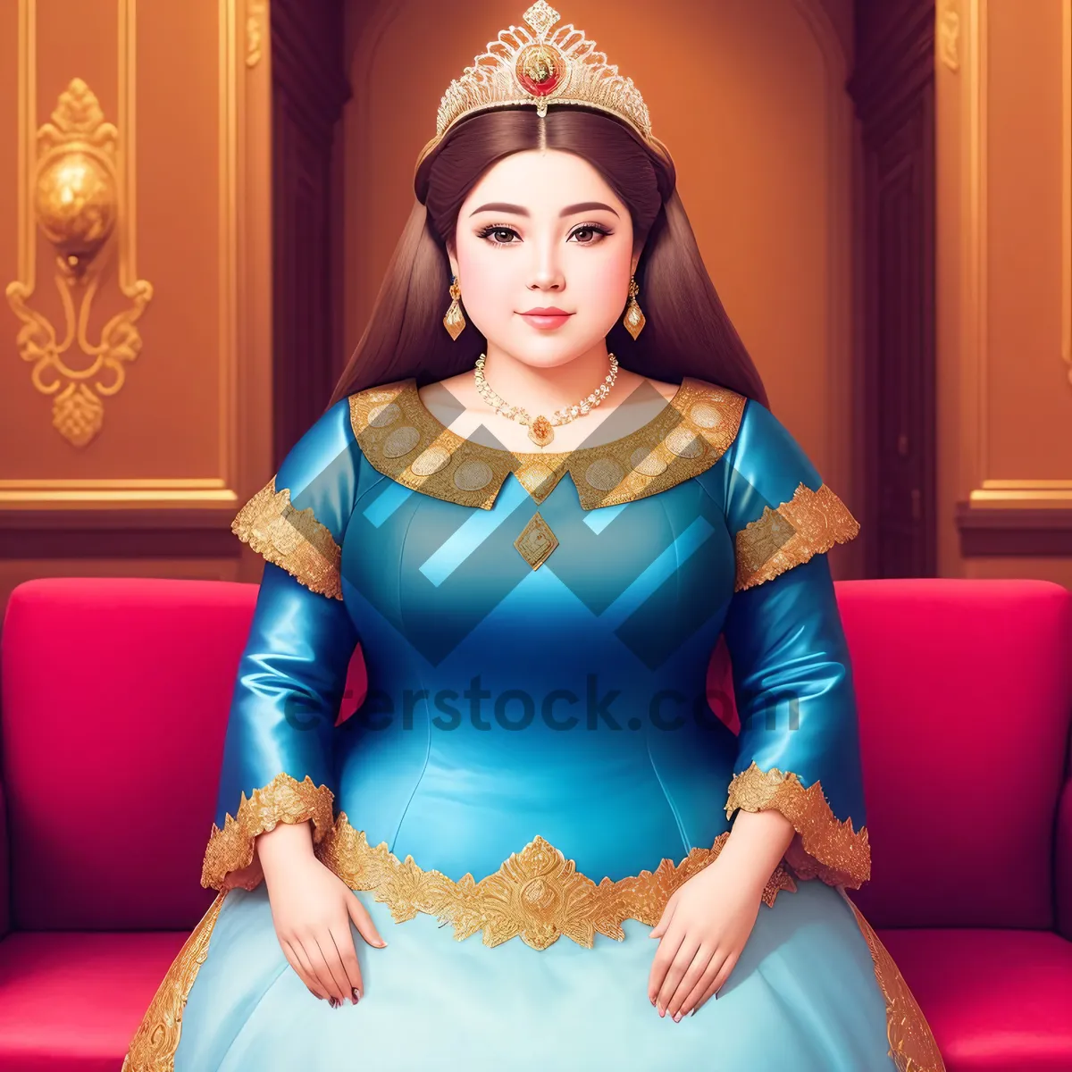 Picture of Fashionable Lady on Golden Throne