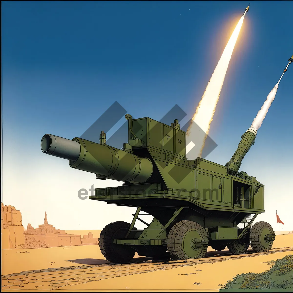 Picture of Skyrocketing Military Arsenal: High-angle missile launcher equipment