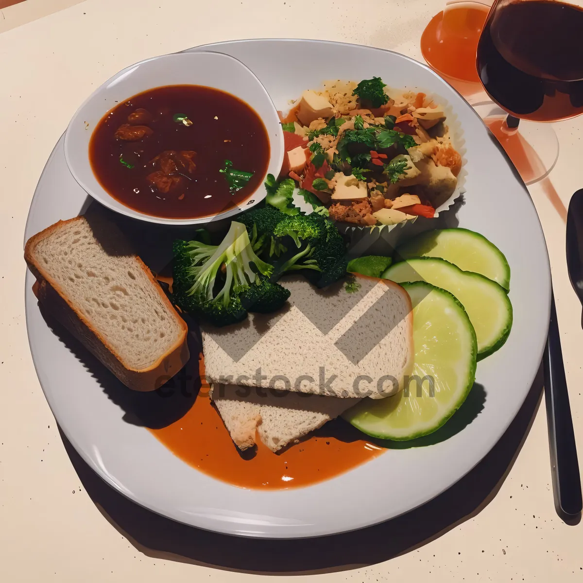 Picture of Healthy Gourmet Plate with Grilled Meats and Vegetables