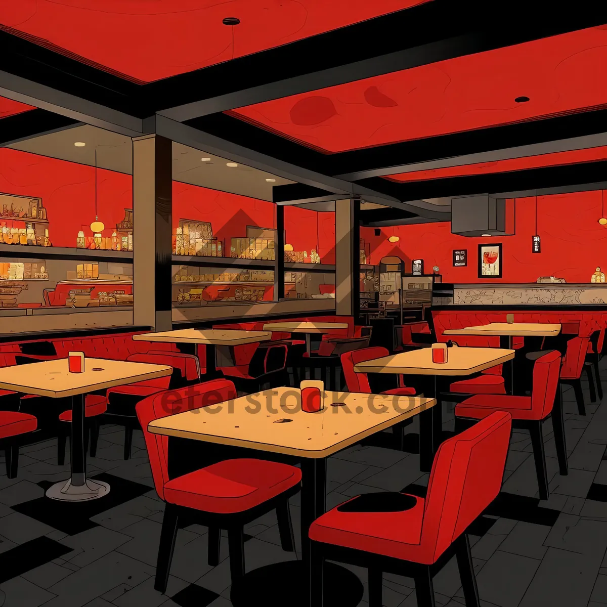 Picture of Modern interior design of an empty restaurant space