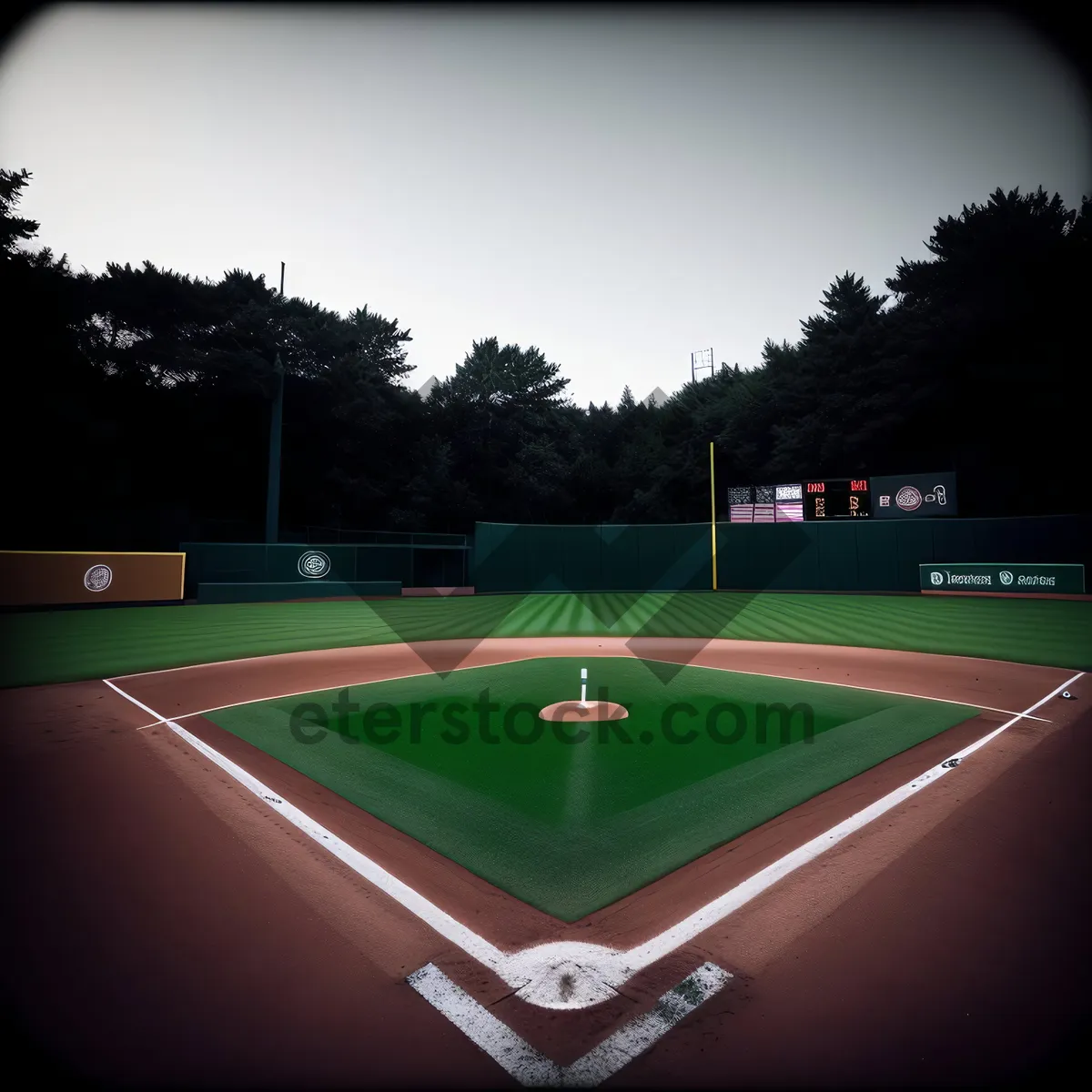 Picture of Outdoor Baseball Game on a Green Grass Field