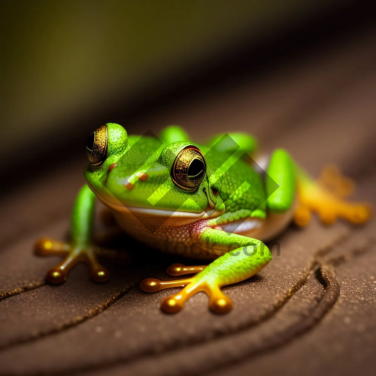 Picture of Vibrant-eyed Tree Frog Peeking from Leaves