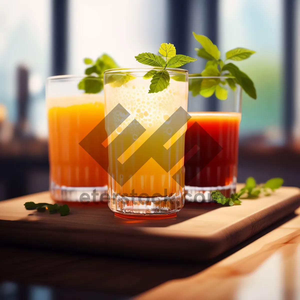 Picture of Refreshing Orange Juice Cocktail with Ice and Fresh Fruits