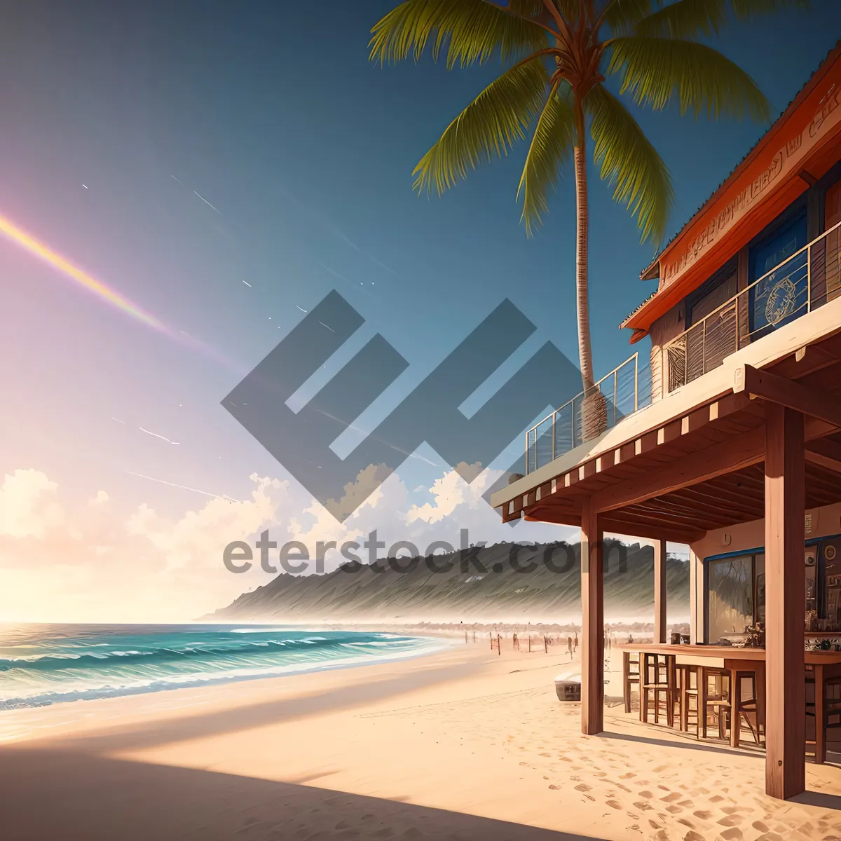 Picture of Tranquil Tropical Beach Paradise with Clear Blue Water