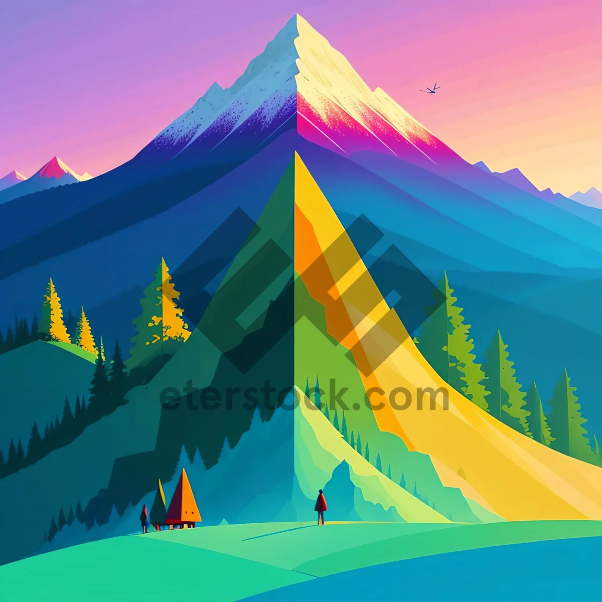 Picture of Moonlit Pyramid Design on Canvas Tent Decoration