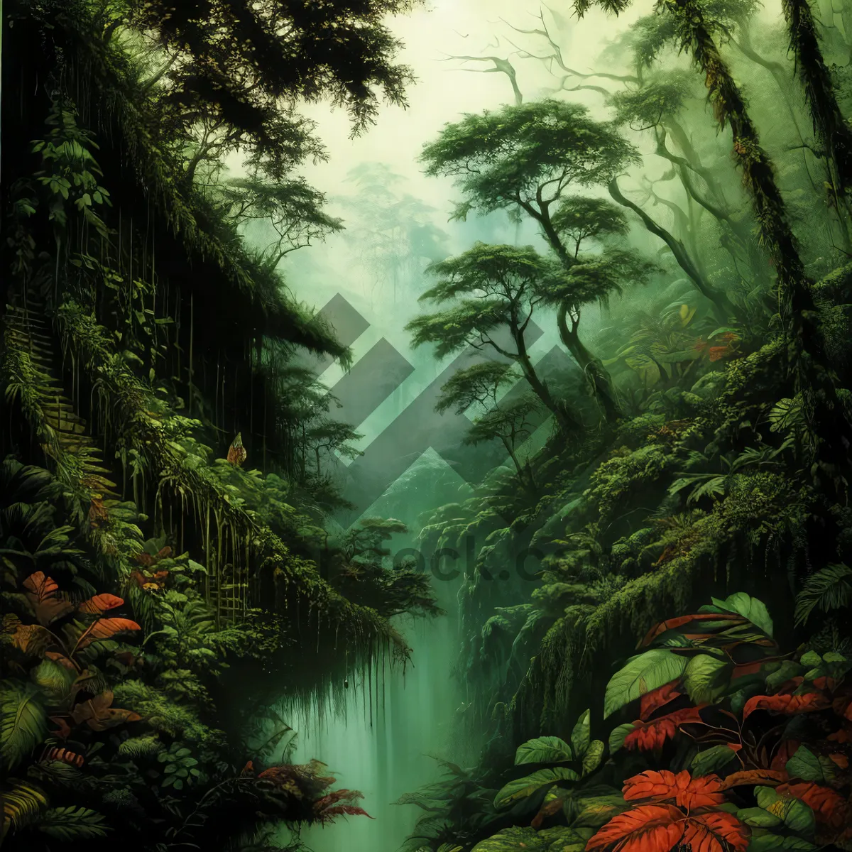 Picture of Tropical Rainforest Canopy - Lush Green Foliage