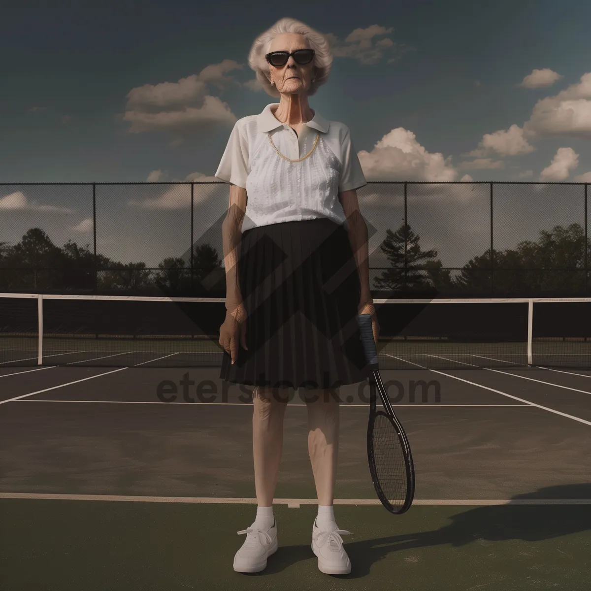 Picture of Healthy lifestyle: Active man playing tennis outdoors