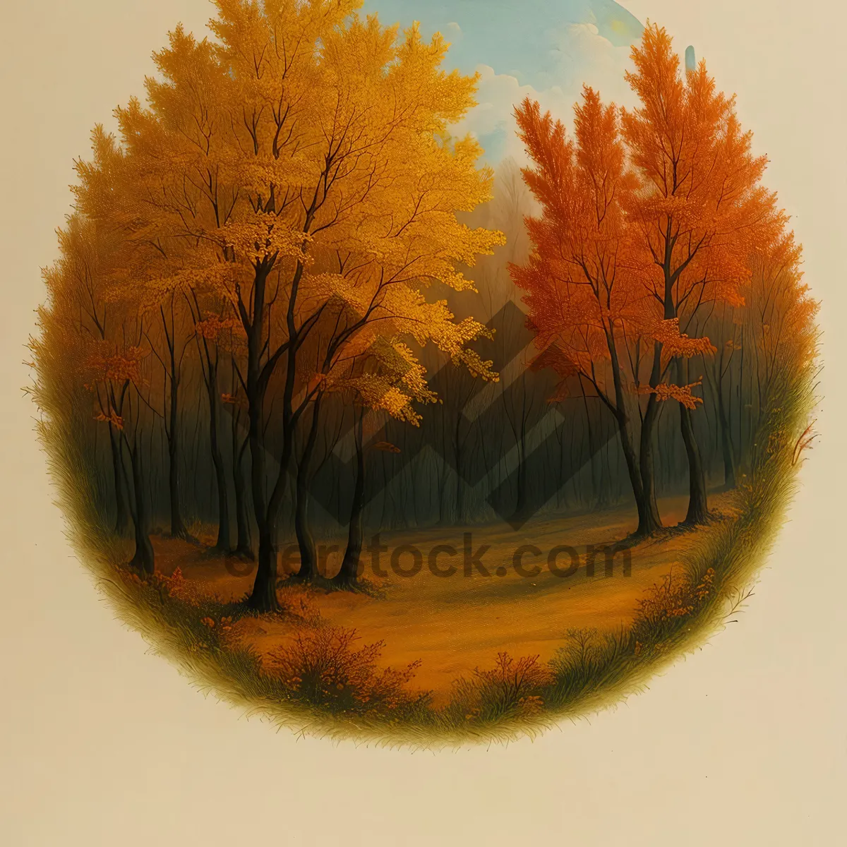 Picture of Seasonal Bristle Brush Decorating a Colorful Tree